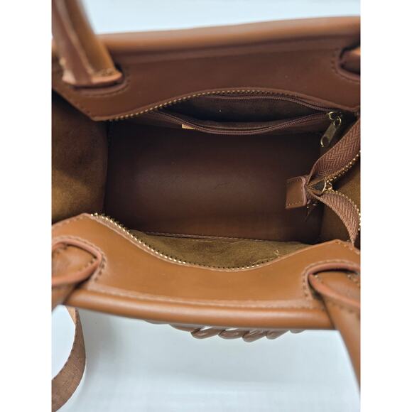 Steve Madden Crossbody Chain Bag Handbag Purse Satchel Cognac Cream Small - Picture 6 of 9